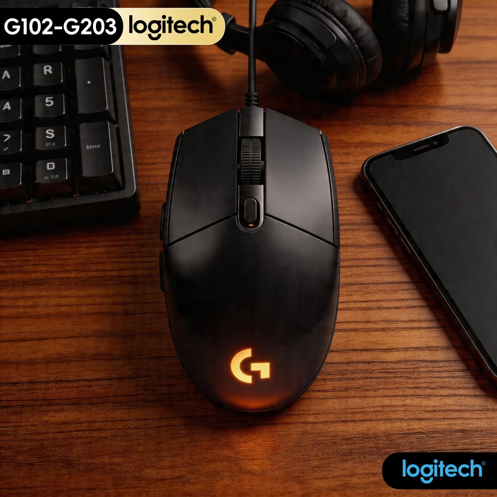 فأرة ألعاب لوجيتك G102، أسود ك - مراجعة Logitech Mouse G203 وسعره